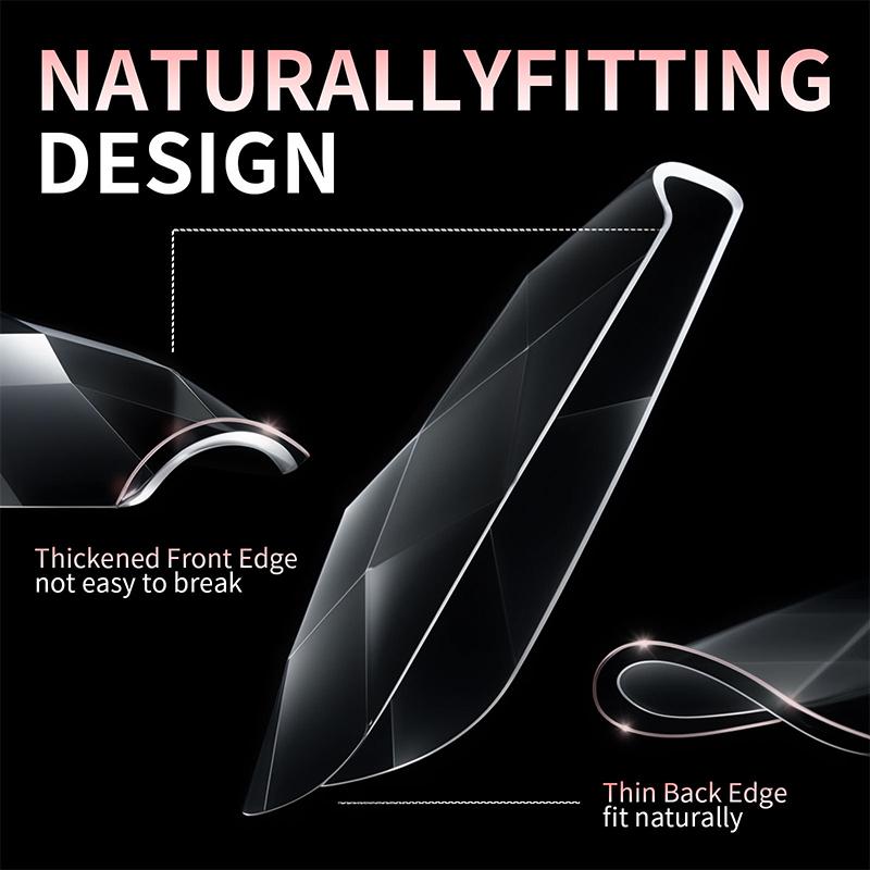 Luxury Diamond Almond Press On False Nail Tips Classic Trapezoidal Full Cover Soft Fake Nails Extension DIY Manicure Salon Tools