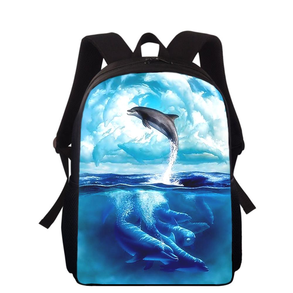 Dolphin Animal 16" 3D Print Kids Backpack Primary School Bags for Boys Girls Back Pack Students School Book Bags