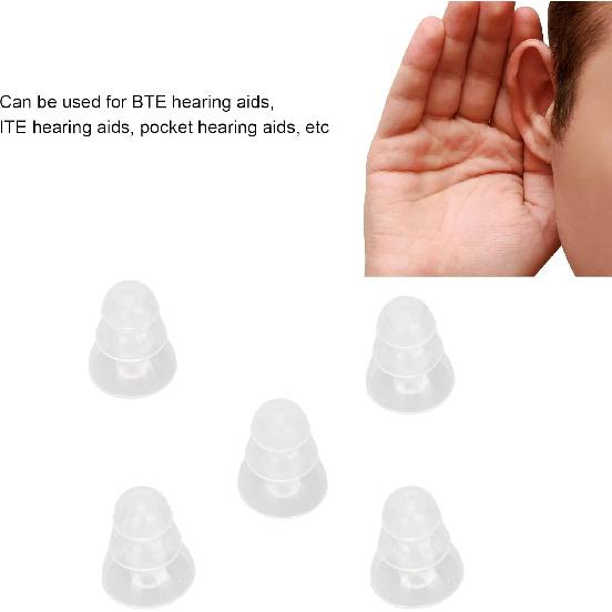 BigKing Hearing Aid,Universal 5pcs Hearing Aid Domes Ear Tips Silicone Soft&Comfortable 3 Layers Transparent Replacement BTE ITE Hearing Aids