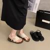 Linen toe sandals women's summer wear Mori retro toe Roman shoes vacation wind travel flat beach shoes