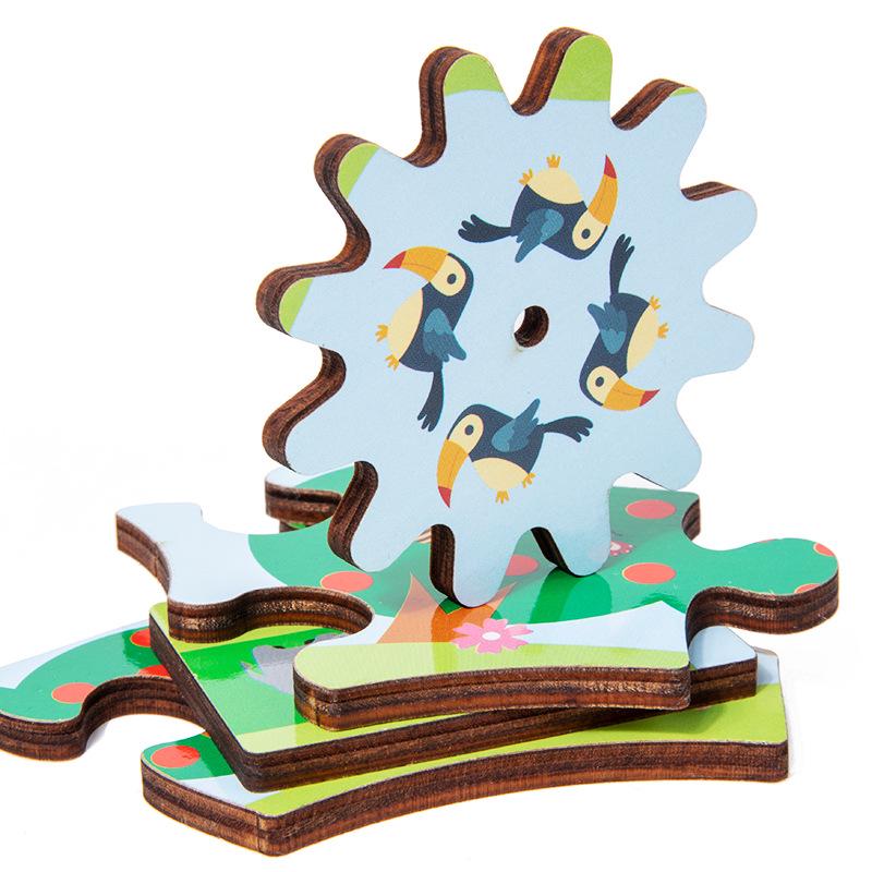 Holz-Zahnradpuzzle für Kinder zur Förderung der Hand-Auge-Koordination und der kognitiven Entwicklung von Tieren