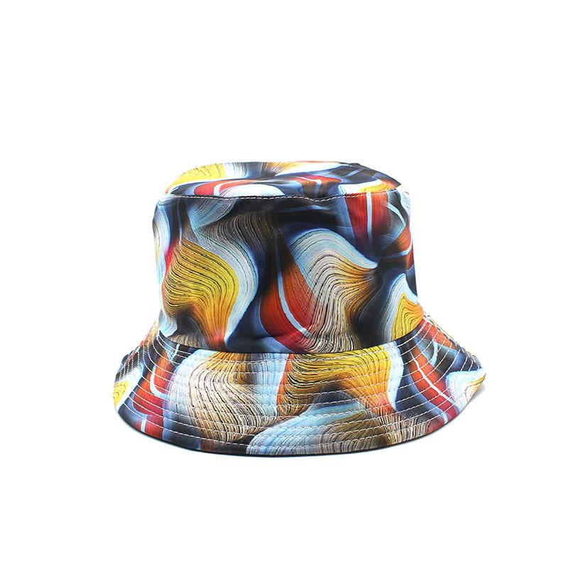 Bucket Hat Personalized Double-Sided Flower Pattern Printed Pot Hat Outdoor Men'S Travel Sunscreen Sun Hat