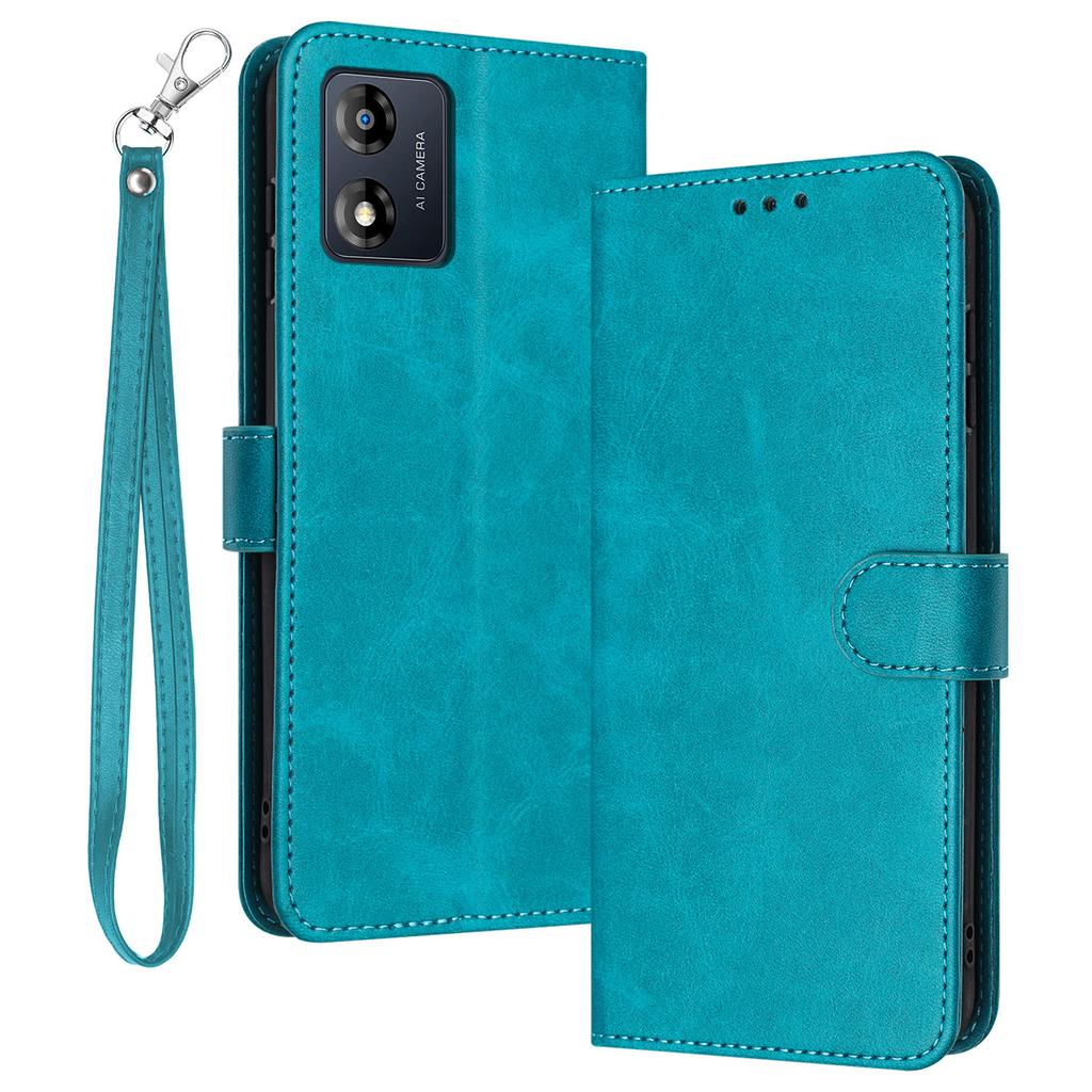 For Motorola Moto E13 4G Folio Flip Leather Wallet Cell Phone Case Full Protection Cover with Strap