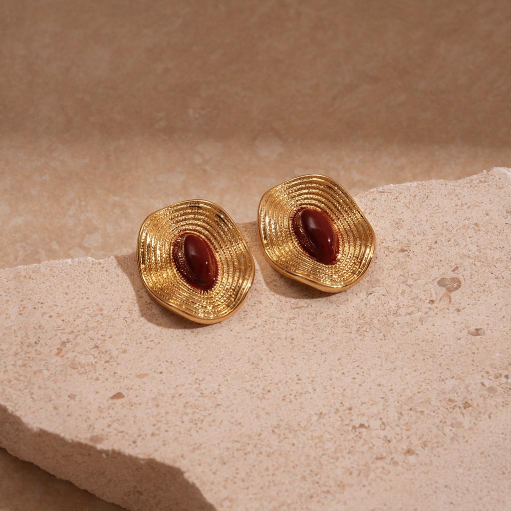 Silver needle acrylic round earrings light luxury high-end earrings women's European and American fashion earrings design sense niche
