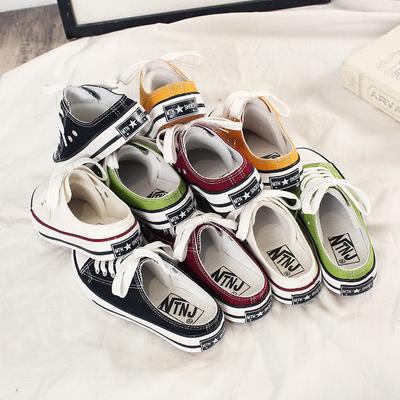 Korean Version of Low-top Canvas Shoes, Women's Shallow Lazy Shoes, Half-support Shoes, Student Rubber Shoes, Casual Ins Board Shoes A05
