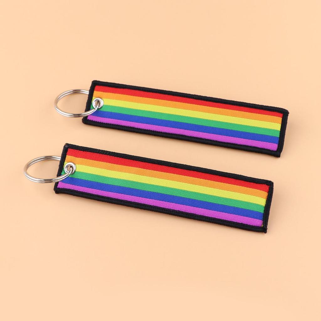 Rainbow Woven Label Keychain and ID Card Lanyard