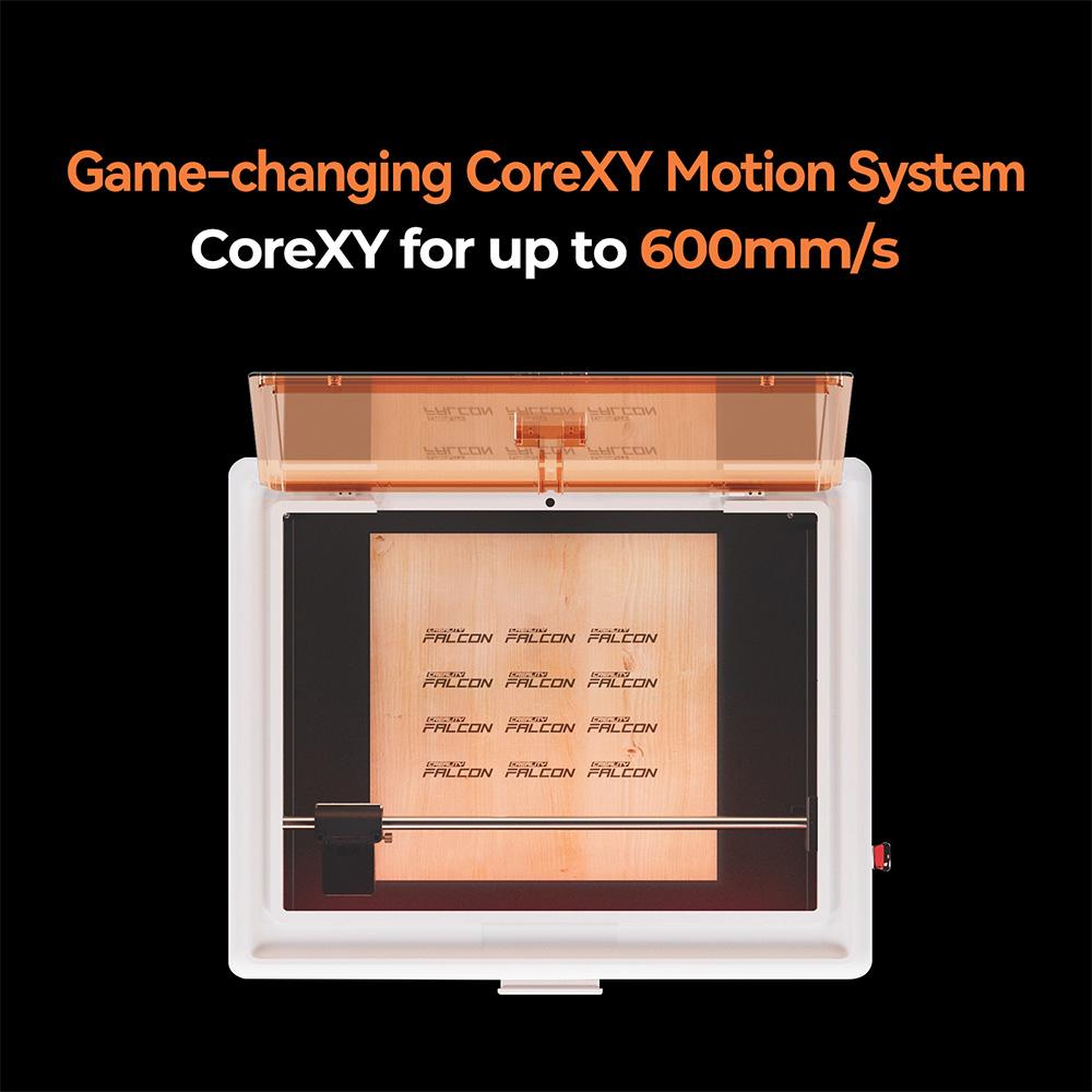 Creality Falcon A1 10W Diodeový Laserový Gravír – Plocha 305x381mm, CoreXY 600mm/s, Řeže 9.6mm Akryl v 1 Průchodu, QR Automatické Nastavení