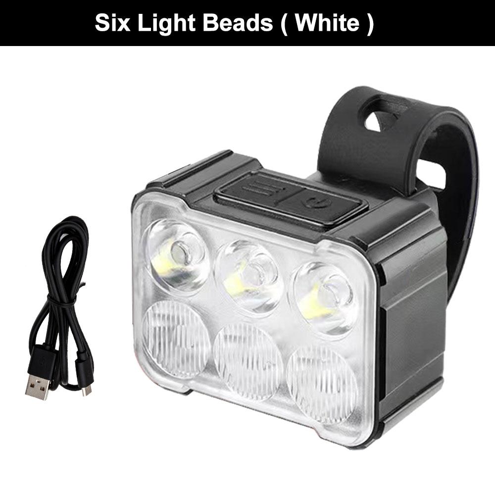 Red/White Cycling Taillight 6 Lamp Headlight Bicycle Lights Bike Safety Warning Light LED USB Rechargeable Waterproof Bike Light