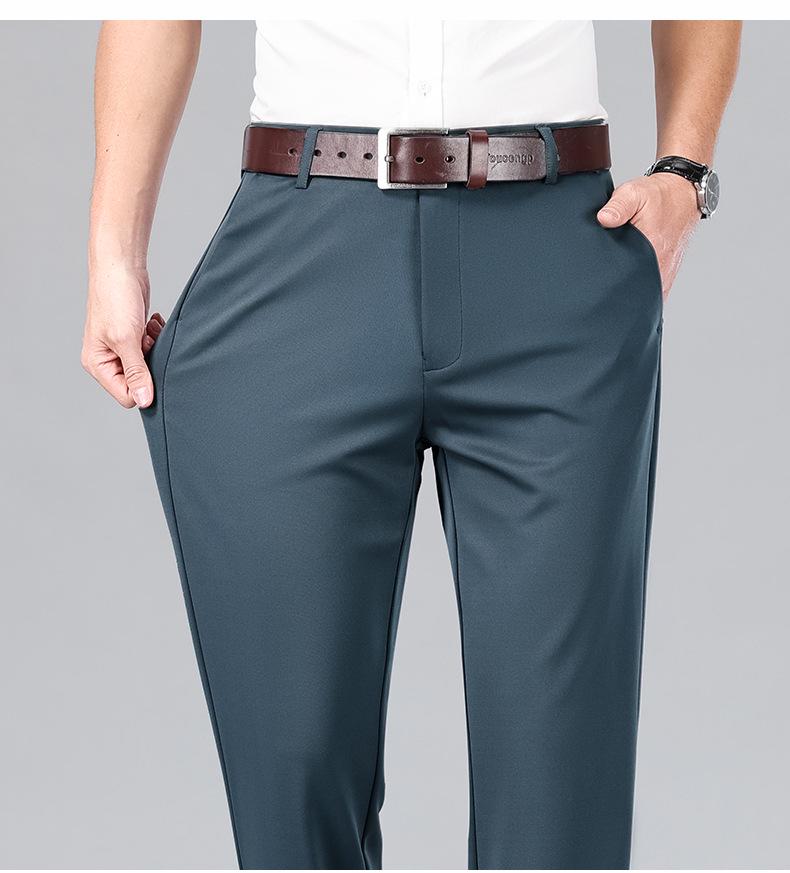 2026 Summer Men's High-Stretch Non-Iron Casual Straight-Leg Business Ice Silk Pants