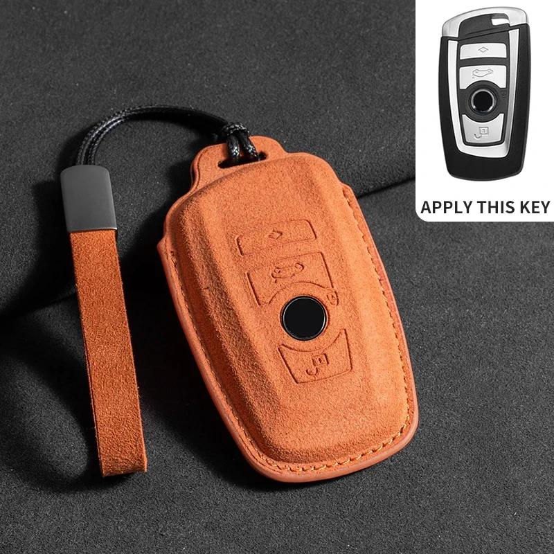 Car Key Case Cover Shell for BMW X1 X3 X5 X6 Series 1 2 5 7 8 F15 F16 E53 E70 E39 F10 F30 G30 G20 G11 G01 G02 G05 Suede Keychain