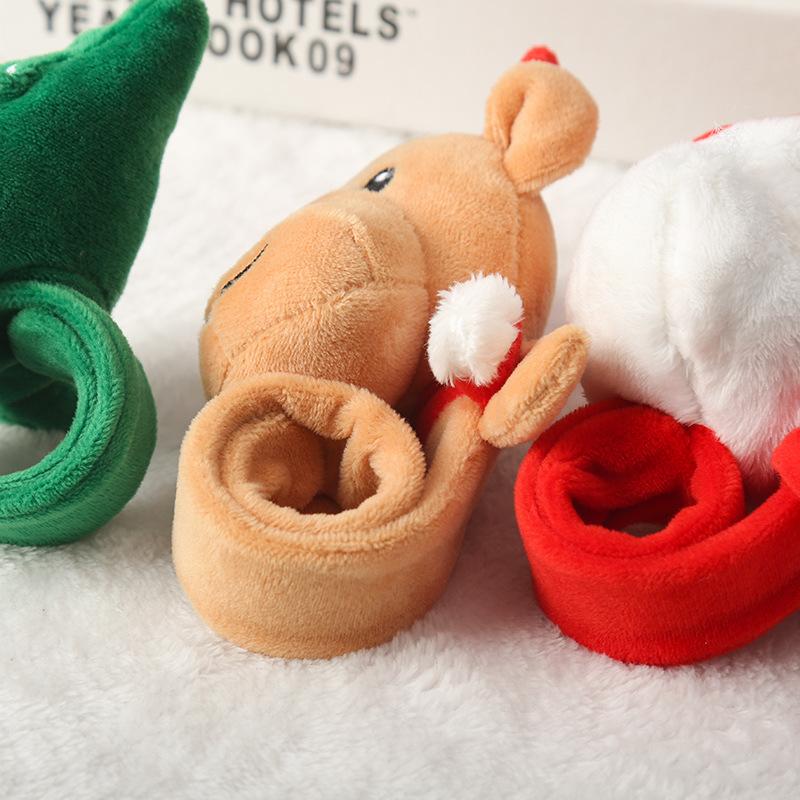Creative Santa Claus elk pat ring bracelet, cute velvet Christmas gift, pat ring