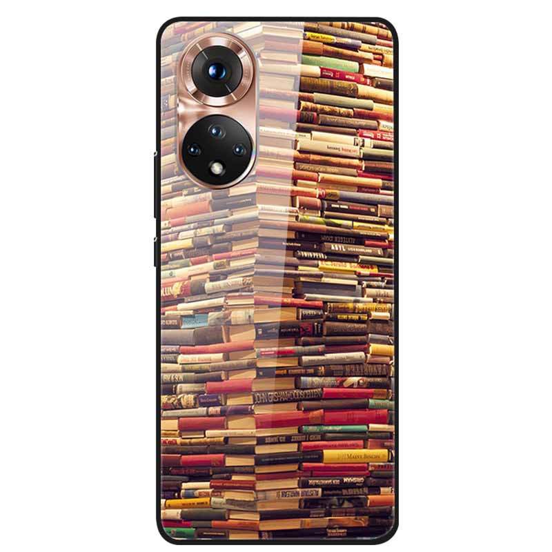 For Honor 50 Case Cartoon Tempered Glass Back Cover Hard Case For Huawei Honor 50 Pro Phone Cases NTH-AN00 NTH-NX9 Fundas Coque