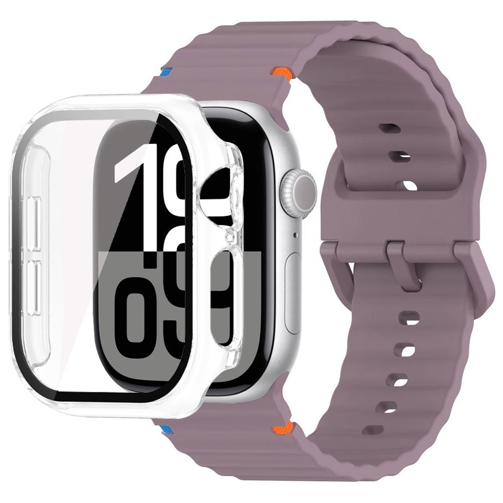 Verre+Coque+Bracelet Pour Apple Watch 10 bracelet 46mm 42mm 44mm 45mm 41mm 40mm 38mm Silicone Sport bracelet iWatch Series 9 8 7 6 3 5 SE
