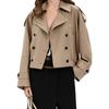 PINKO Chic Double-Breasted Shoulder Epaulet Design Casual Lapel Short Trench Coat Women outerwear Pink PAF253328041