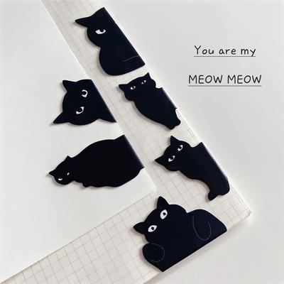6 teile/satz Schwarze Katze Kreative Lesezeichen Für Bücher Niedlichen Cartoon Magnetische Buch Seite Marker Einzigartige Lesen Geschenke Literarischen Stil Klapp Lesezeichen clip