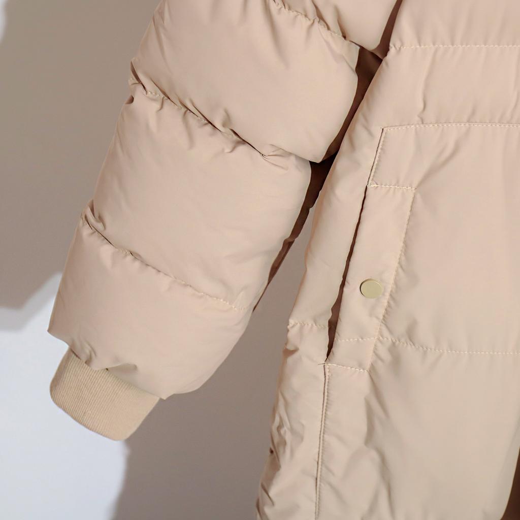 Dámský podzimní a zimní ležérní teplý zesílený dlouhý bavlněný kabát s kapucí