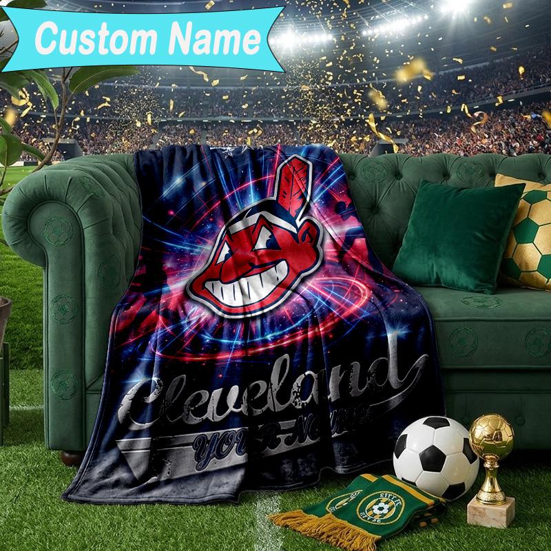 Custom Name Blanket Cleveland Chief Symbol Blanket Bedding Blanket for Travel, Camping, Living Rooms, Offices, Sofas, Fan Christmas gift