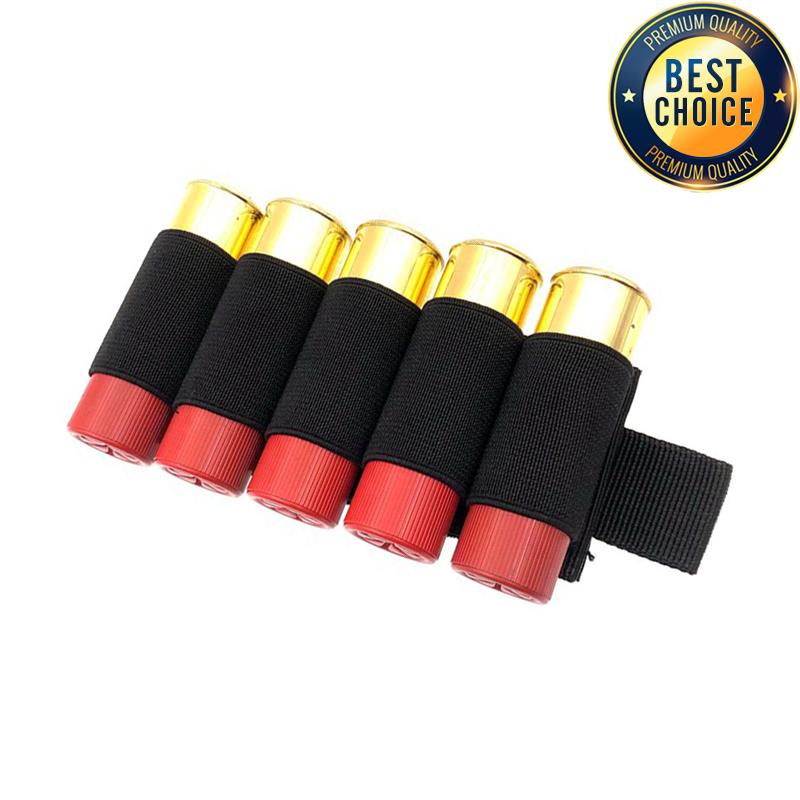 Tactical Hunting Ammo Holder 5 Rounds Shell Holder Bullet Bag Adhesive Patch for Rifle 12GA Shotgun Hunting Gun Accessories