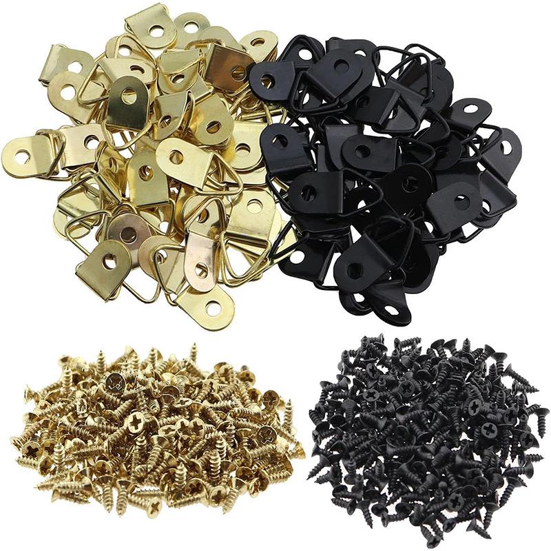 100 Pack Picture Hangers with Screws,Small Triangle Ring,D Rings for Clock, Decoration, Mirror, Paintings, Artwork Picture Frame