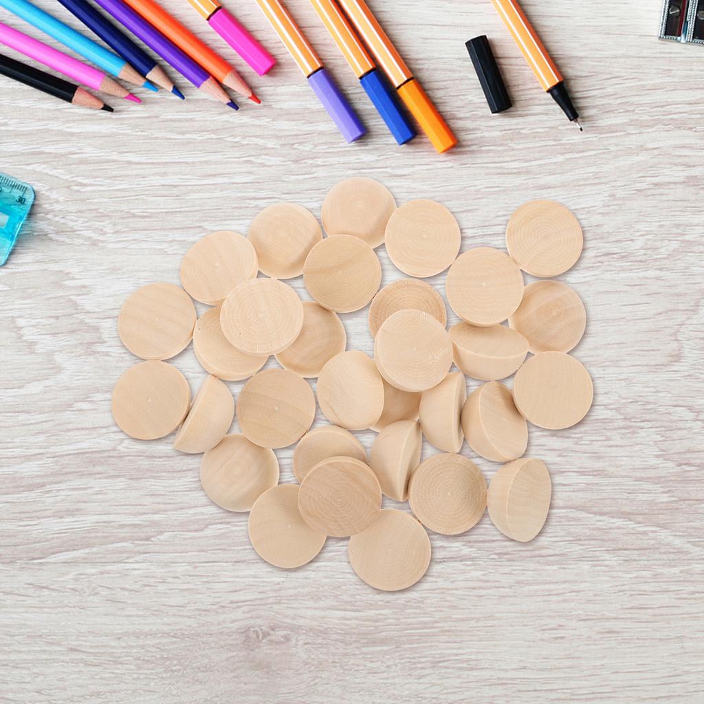 30Pcs Half Wooden Balls Unfinished Mini Hemispheres DIY Craft Projects Art Supplies Smooth Solid Half Craft Balls