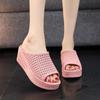 Cool Slippers Women Summer Slope Heel Thick Sole Wear Beach Shoes, Mesh Hollow Slippers Foreign Trade Wholesale