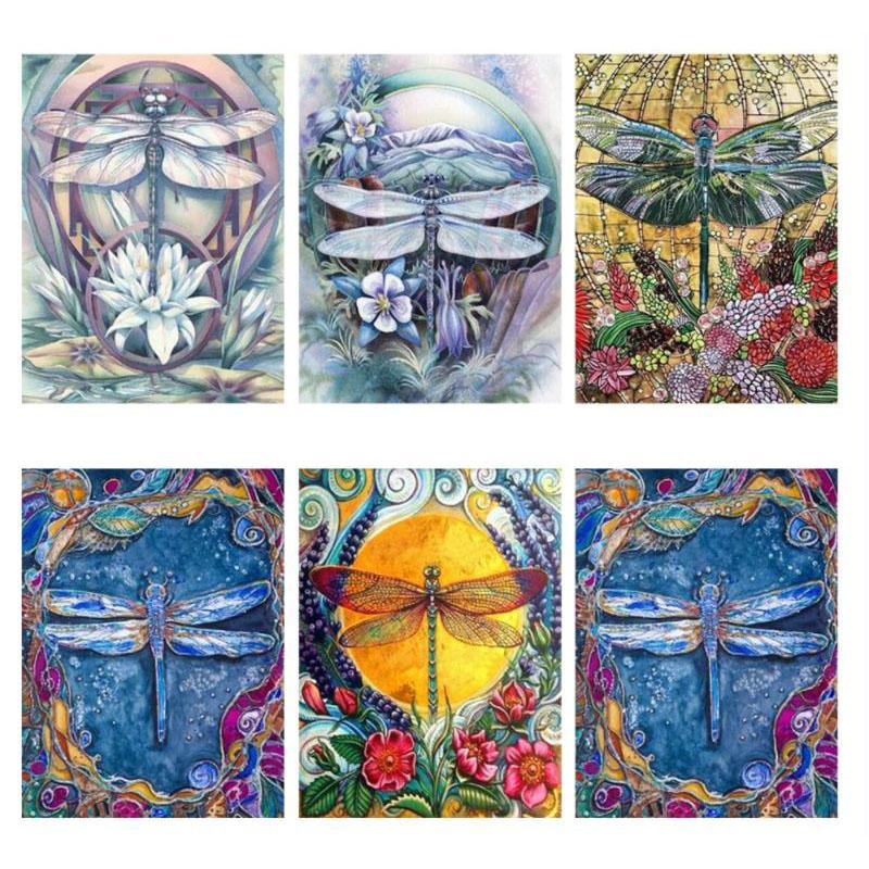 

5d DIY Алмазная картина Животная Вышивка Полный круг Стрекоза Мозаика Мебель Украшение Хобби Подарок 30*40CM белый