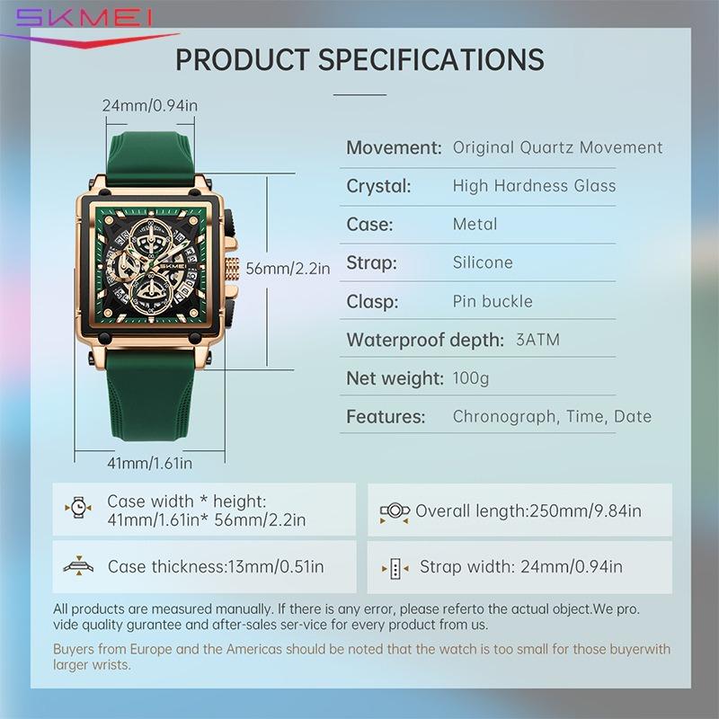 Watch Square Men's Watch Hollow Calendar Business Quartz Watch Student Casual Men's Watch