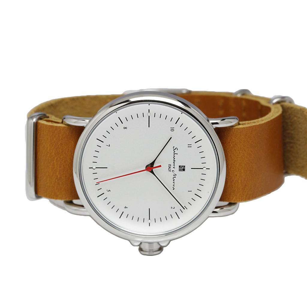 Watch Leather Belt Leather Watch Brand Popular Simple [Salvatore Mara] Men's Women's SM22104-SSWH