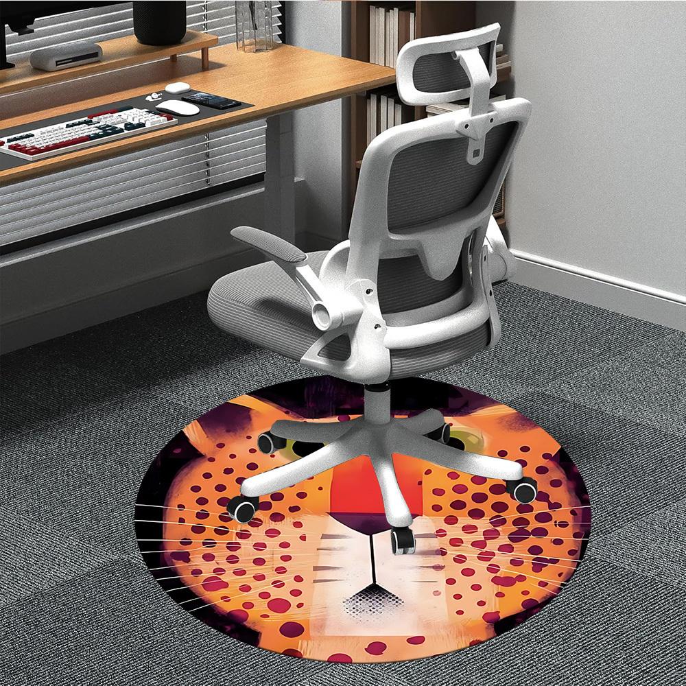 

1PC Cheetah Spots Office Round Area Rug, Indoor Mat Suitable ForOffice, Under Office Chairs Bedroom Living Room Home Decor, Room Deco, D008 80cm by 80cm