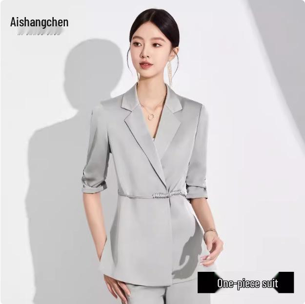 Spring/Summer New Seven-Sleeve Lightweight Professional Suit with Trousers - New Chinese Style Formal Wear