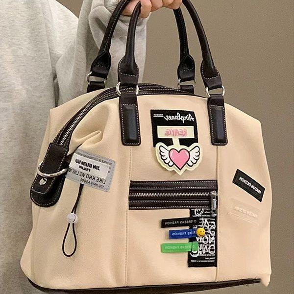 

2024 Women s Retro Canvas Crossbody Tote Backpack грязно-белый