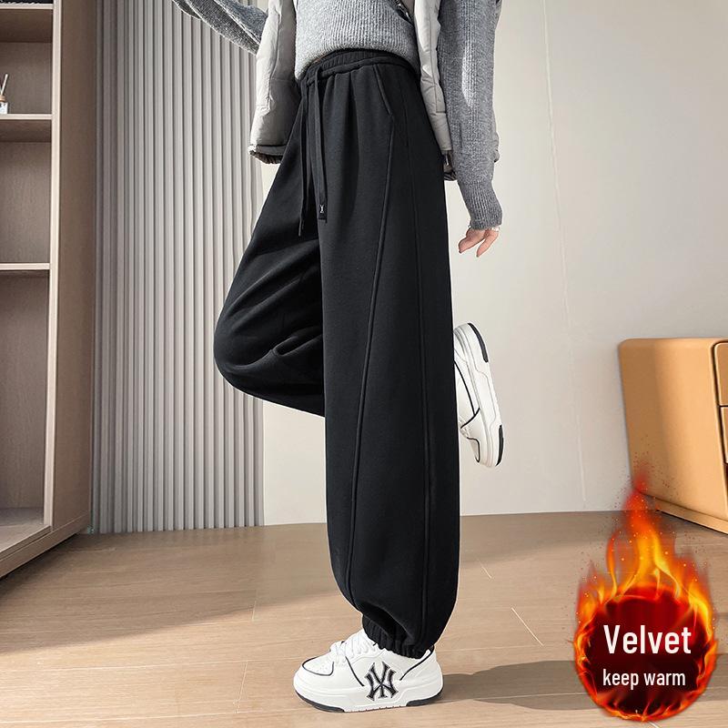 

Women s Winter Fleece-Lined High-Waisted Slim Joggers - American Style Casual Narrow Leg Sweatpants 2XL