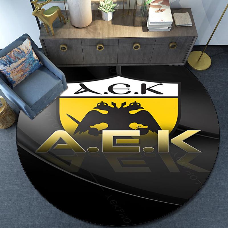 Aek Football Crest Round Rug for Livingroom,Bedroom, Palyroom, Chair Rug, Area Rug, Circle Carpet, Fan Christmas Gift