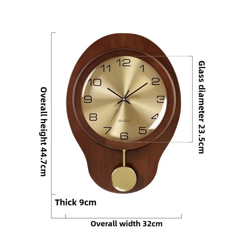 New Chinese Style Solid Wood Clock, Living Room, Home Decor, Chinese Style Silent Wall Decoration Scandinavian Style