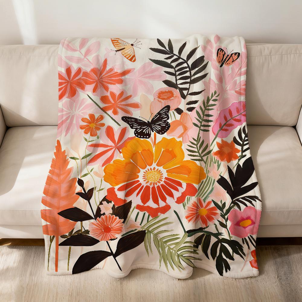 Fashion Vibrant Floral Modern Art Flannel Soft Warm Plush Blanket For Sofa Living Room Pet Hogar Bedroom Gift Home Car Portable
