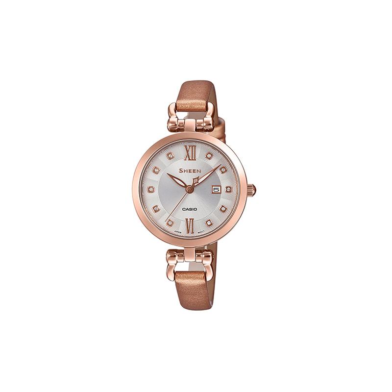 

Casio SHEEN Star Internet Celebrity Versatile Date Display Waterproof Business Quartz Movement Genuine Leather Strap Japanese and SHE-4536PGL-7BUPRD золотой
