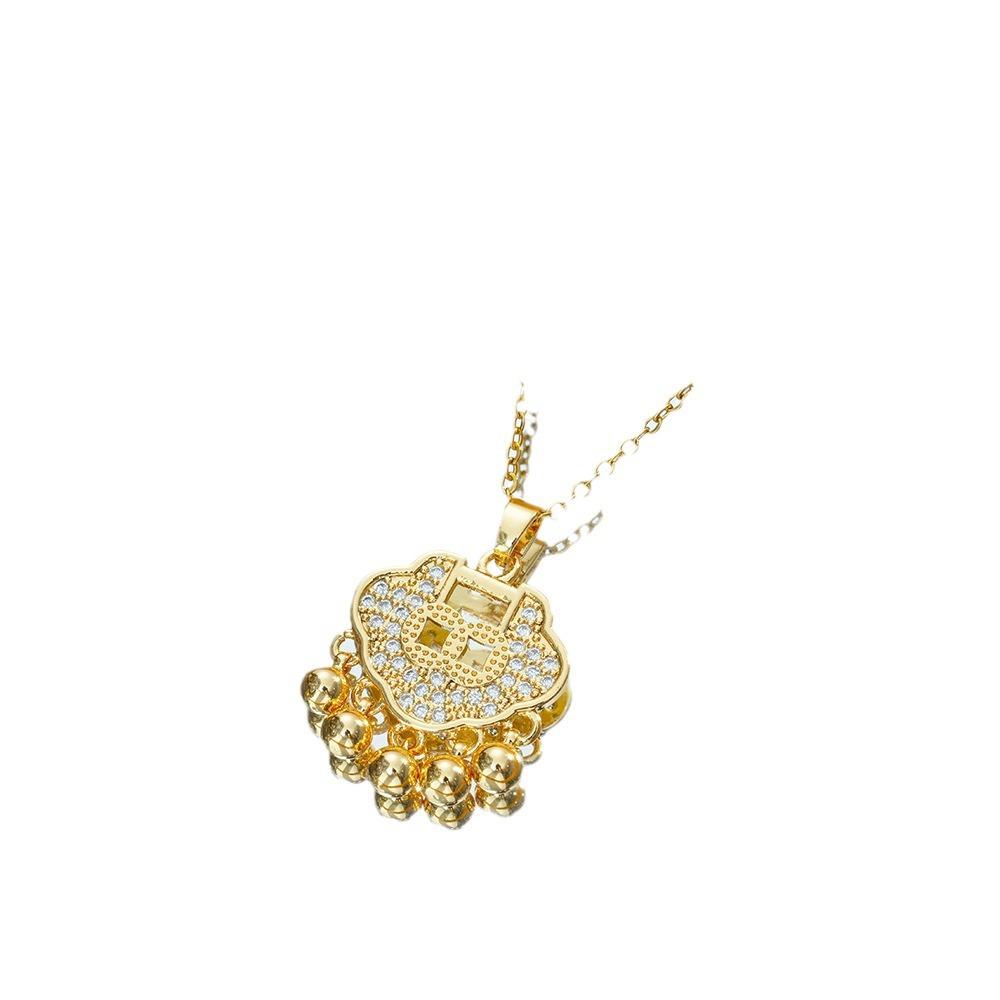 Ping An Lock Pendant Necklace Clampsia Chain Niche Temperament