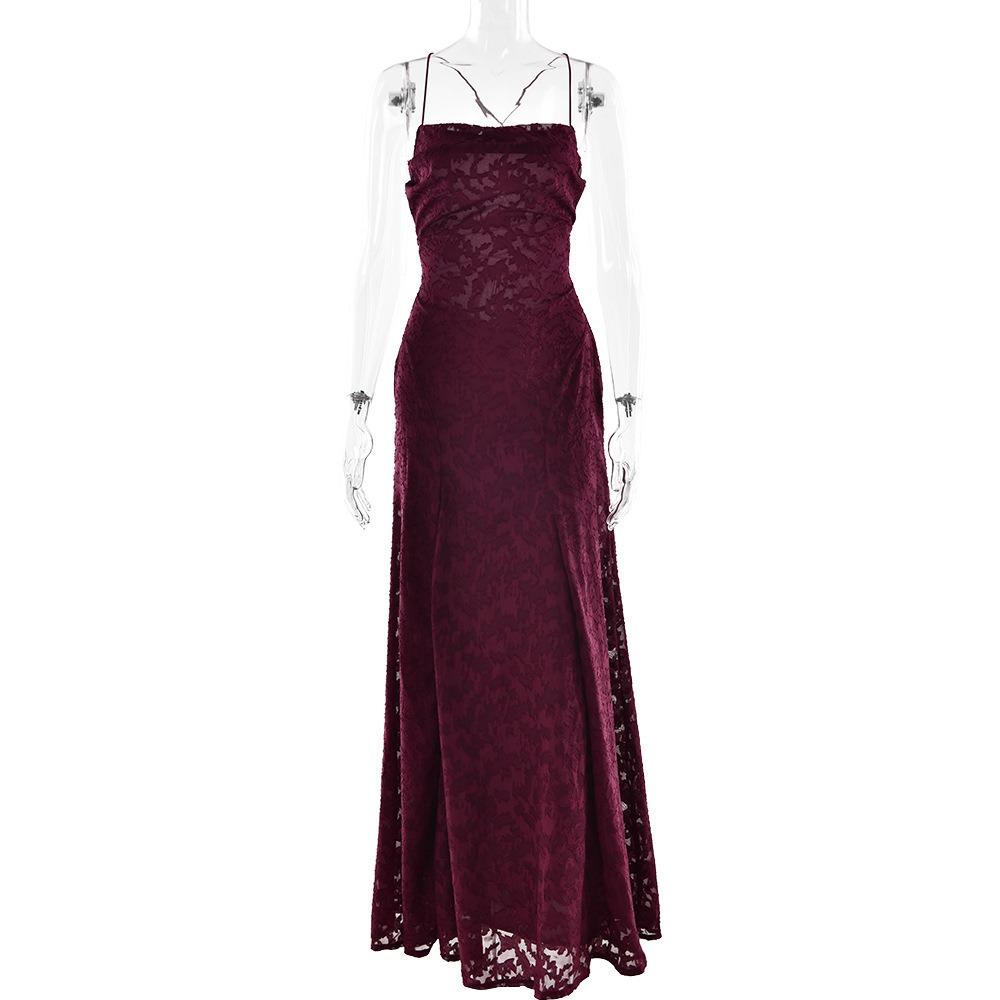 Women's Square Neck Sleeveless Maxi Dress Fitted High Waist Elegant Floral Chiffon Spaghetti Strap Evening Dress