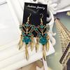 Vintage court gem set earrings long temperament bohemian earrings niche earrings women