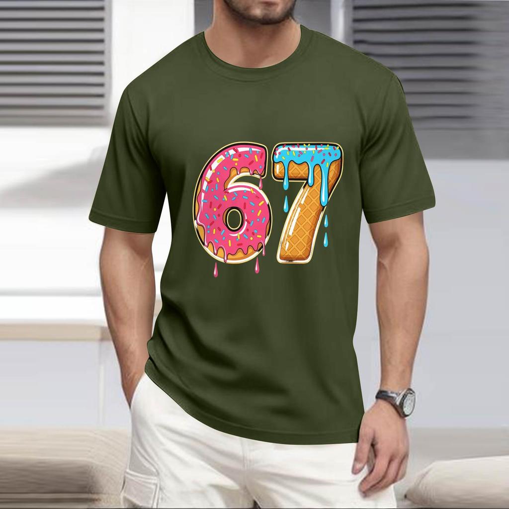 Men's Popular T-shirt Printed Round Neck Short Sleeve T-shirt
