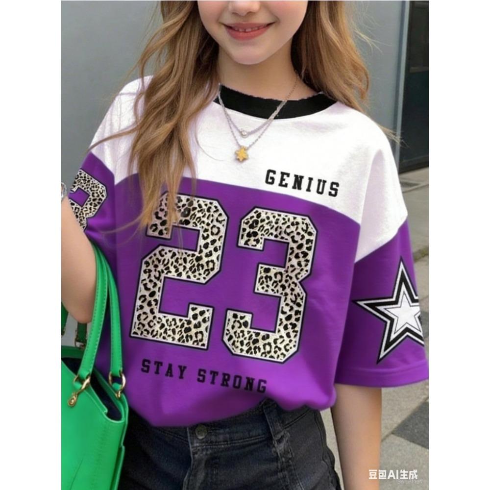 

Summer fashion NO.23 printed round neck women s loose short sleeved T-shirt 6XL