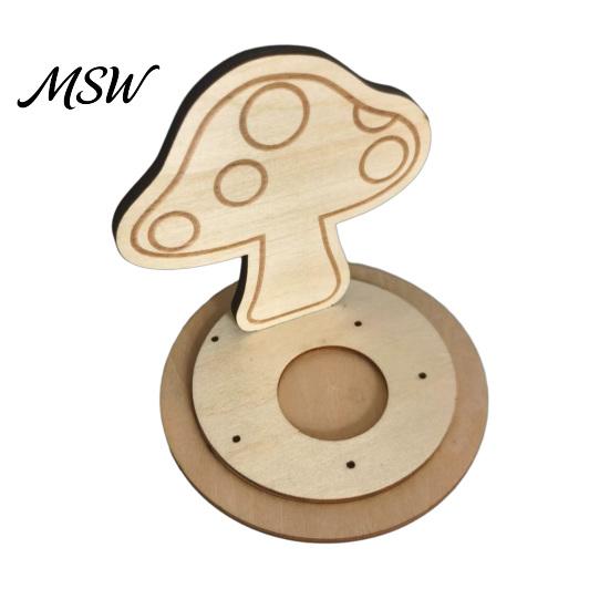Maple Leaf Table Decoration Autumn Wooden Candle Holder, Halloween Tea Light Wood Candlestick Pumpkin/Mushroom/Maple Leaf/Hedgehog Holder for B