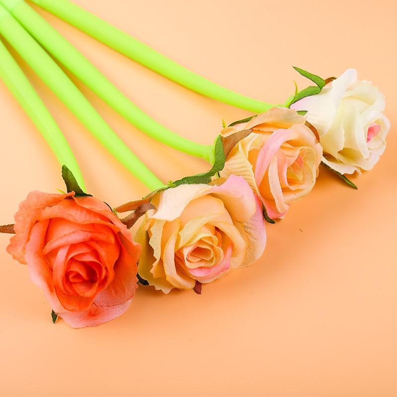 4Pcs Rose Silicone Gel Pen Simulation Flower Valentine's Day Gift Pen School Office Stationary Student Pen Kids School Supplies