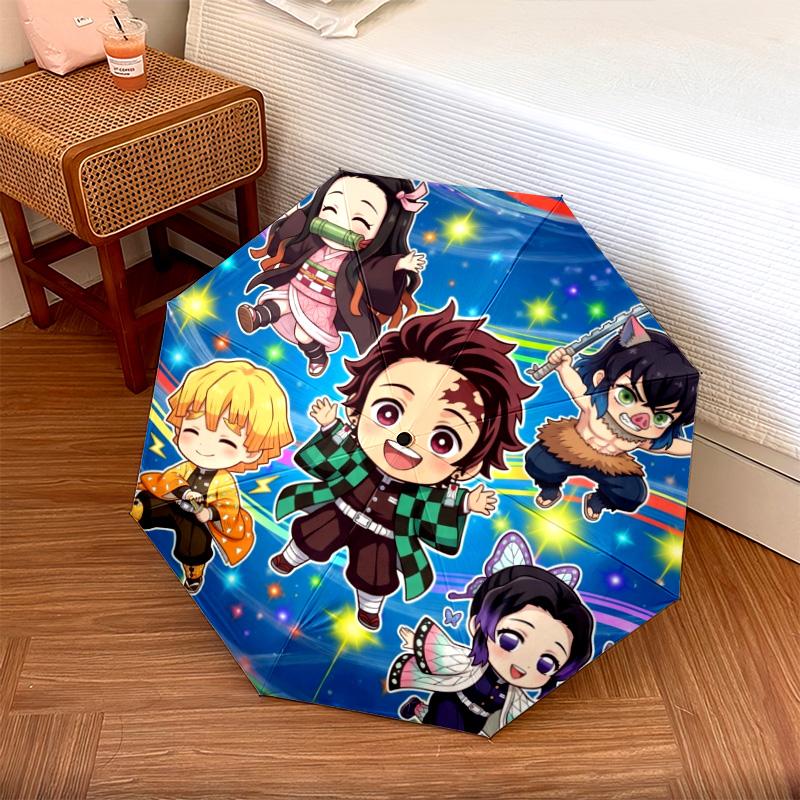 

1PC Automatic Folding Umbrella Demon Slayer Tanjiro Pattern 8 Ribs Portable Foldable Travel Umbrella Christmas Birthday Gift разноцветный