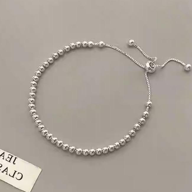 Fashion 925  Silver Bracelets For Women Vintage Designer Round Beads Adjustable Chain Bracelet Party Wedding Jewelry