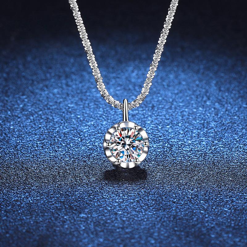 

Ожерелье с короной в виде цветной капусты, позолоченное стерлинговое серебро 18 карат, муассанит 1-2 карата, блестящее ожерелье невесты, свадебные украшения GRA 45cm&1 Carat