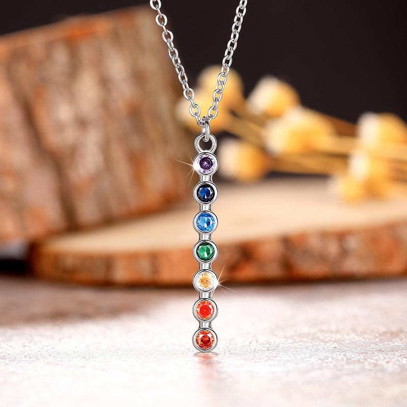 

925 Sterling Silver Pendant Necklace with Colorful Cubic Zirconia Inlay for Party Daily Trendy Fresh Jewelry Accessory