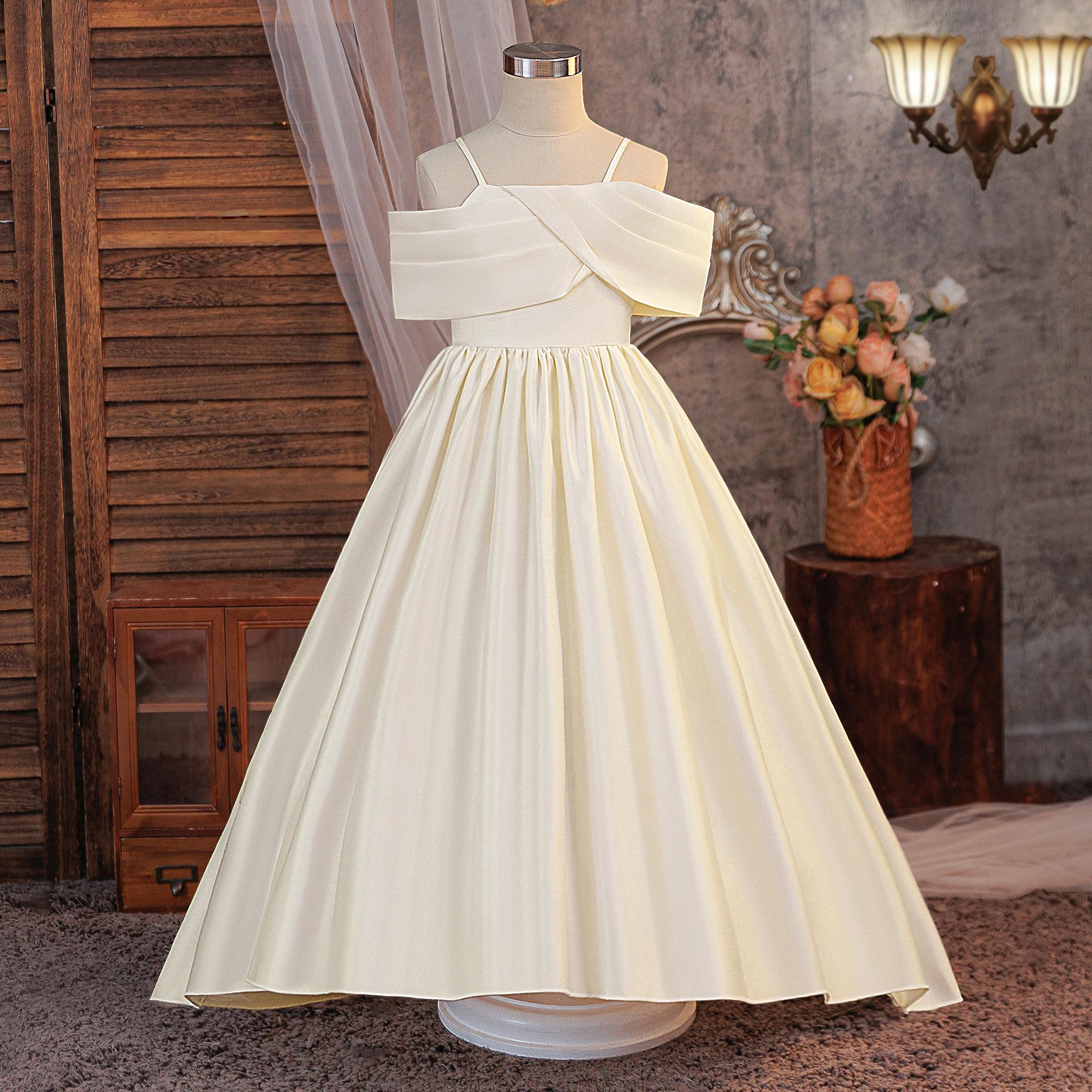 

Дитяча сукня принцеси з відкритими плечима однотонного кольору для виступу на фортепіано 2025 150cm/10Y