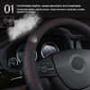 Car Steering Wheel Protective Cover Universal Breathable Elastic Band Anti Slip Pu Leather Steering Covers Suitable 38Cm U-60