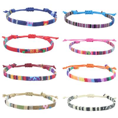 Cheville Colorée Tissée Bohème Bracelet d'Été Corde Réglable Cheville Tressée Bangles en Tissu Faits Main pour Hommes Femmes Enfants